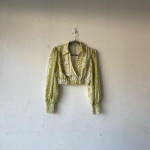 All Saints Clara Noche Graphic Print Cropped Recycled Polyester Top Size 8